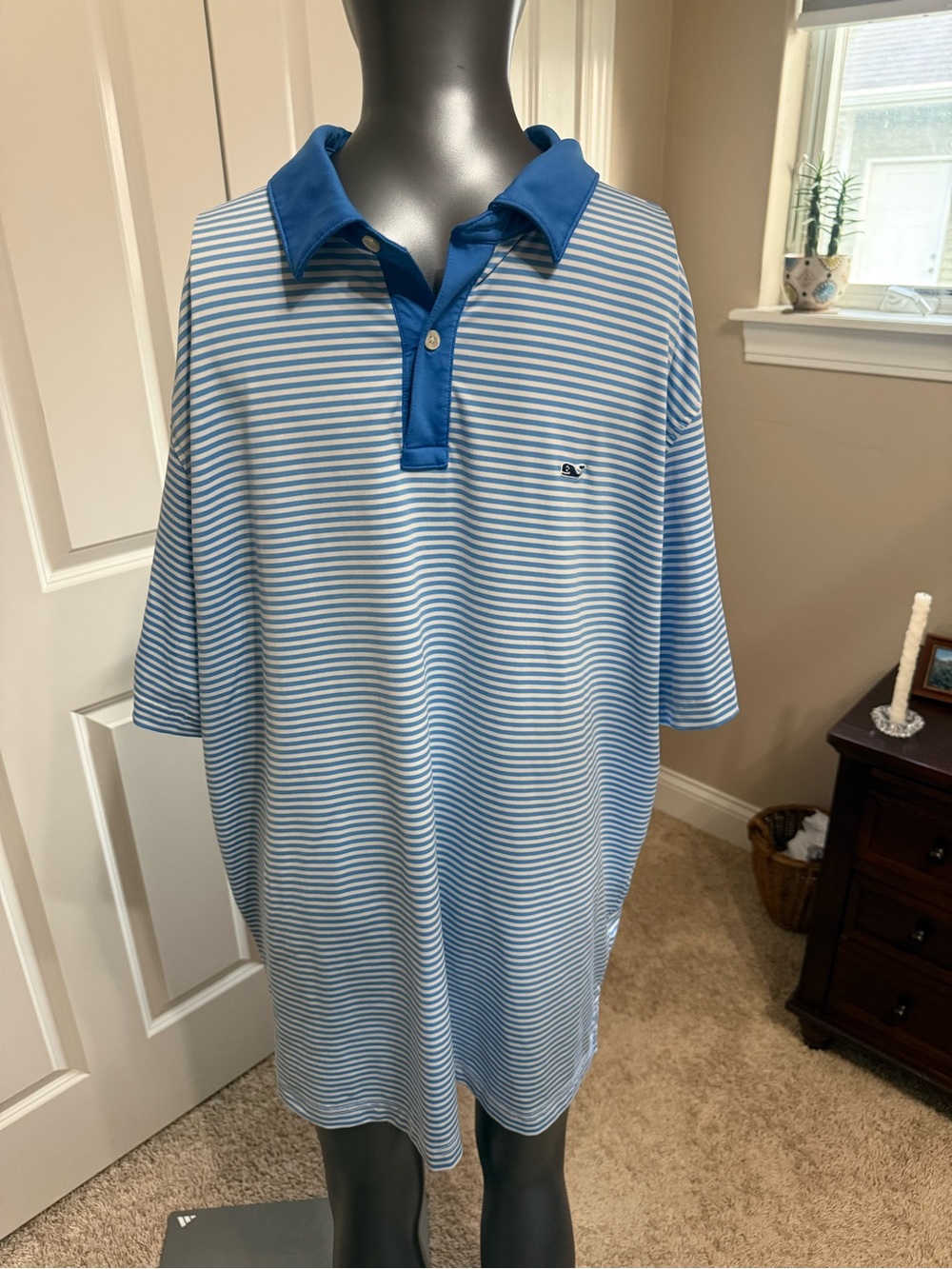 Vineyard Vines Light Blue & White Striped Polo